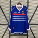 France Home Retro 1998 Long Sleeves Jersey